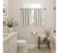 Mrs.Naturall 36 Inch Cream Short Curtains for Small Window, Soft Satin Thermal Heat Blocking Cafe Tiers for Bedroom Bathroom and Front Door Window