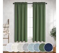 Mrs.Naturall 36x54 Inch Length Loden Linen Curtains Drapes Light Filtering Semi Sheer for Living Room