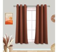 Mrs.Naturall 45 Inch Length Kitchen Curtains Set of 2 Panels Blackout Room Darkening Light Blocking Curtains for Living Room Bay Windows Rust Terracotta 34x45 Inches Long