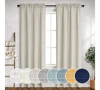 Mrs.Naturall 60 Inch Wide Curtains Beige for Living Room 2 Panel Set Pole Pocket Drape Semi Sheer Primitive Linen Extra Large Burlap Farmhouse Curtain for Bedroom Neutral Earth Width 5x8 FT Long 60x96