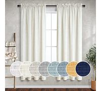 Mrs.Naturall 72 Inch Long Curtains for Living Room,Light Filtering Boho Semi Sheer Rod Pocket Linen Curtains 72 Inch Length 2 Panels Set for Glass French Door Bedroom,Cream Ivory