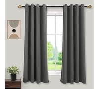 Mrs.Naturall Black Out Curtains 63 Inch Long for Bedroom Windows,Dark Grey/Gray Thermal Insulated Block Heat Blocking Blackout Curtains 63 Inch Length for Living Room 2 Panels Set
