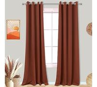 Mrs.Naturall Black Out Curtains 96 Inch Long for Living Room,Room Darkening Keep Heat Out Blackout Boho Curtain Drapes 96 Inches Long 2 Panels,Terracotta Rust