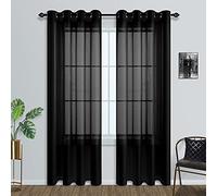 Mrs.Naturall Black Sheer Curtains 96 Inches Long for Living Room Set of 2 Panels Grommet Sheer Window Curtains for Bedroom 52x96 Inch Length