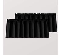 Mrs.Naturall Black Valances for Windows Set 2 Pack Light Blocking Short Small Topper Valence Only Blackout Valance Curtains for Living Room Bedroom Basement Bathroom 18 Inch Length