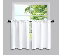Mrs.Naturall Blackout Curtains for Bedroom Kitchen Window Bathroom 24 Inches Long Greyish White 2 Panels