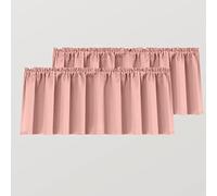 Mrs.Naturall Blush Coral Pink Valance Curtains for Nursery Girl, 2 Pack Rod Pocket Blackout Valance for Bathroom Bedroom