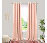 Mrs.Naturall Blush Pink Blackout Curtains for Bedroom, Room Darkening Grommet Curtains for Nursery Girls Room, 84 Inches Long