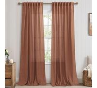Mrs.Naturall Boho Curtains 2 Panels for Bedroom,Rust Western Light Filtering Linen Semi Sheer Gauze Curtain Drapes 96 Inches Long for Living Room,Moody Whimsical Bohemian Decor,Terracotta