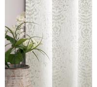 Mrs.Naturall Cream Damask Moroccan Pattern 3D Jacquard Embossed Embroidered Curtains 96 Inch Length for Living Room Bedroom 2 Panels Set Off White