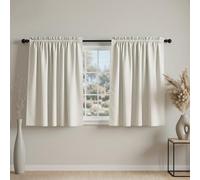 Mrs.Naturall Cream Short Tier Curtains, Cozy Farmhouse Room Darkening RV/Kitchen Cafe Small Window Curtains, Thermal Insulated Rod Pocket Panels, 24 Inch Length