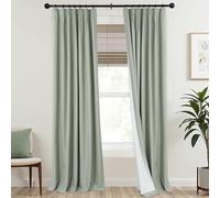 Mrs.Naturall Floor to Ceiling Curtains 96 Inches Long,Pinch Pleated Blackout Vintage Sage Green Spring Nature French Pleat Country Whimsical Cottagecore Curtains for Living Room Bedroom 2 Panels Set