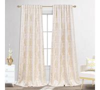Mrs.Naturall Gold Luxury Curtains for Living Room 96 Inches Long,Back Tab 50% Blackout Jacquard Printed Damask Elegant Curtains for Bedroom 96 Inch Length 2 Panels Set,8FT Length
