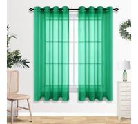 Mrs.Naturall Green Sheer Curtains 63 Inch Length for Bedroom Grommet 2 Panel Set Window Voile Drapes for Living Room Home Office Nursery Infant Room