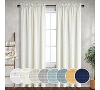 Mrs.Naturall Ivory Curtains 90 Inches Long for Living Room 2 Panel Set Rod Pocket Drape Linen Blend Lightweight Semi Sheer Off White Cream Colored Curtain for Bedroom Farmhouse Boho Decor 52x90 Length