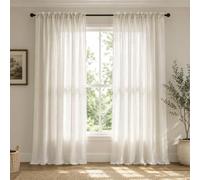 Mrs.Naturall Ivory Curtains 90 Inches Long for Living Room 2 Panel Set Rod Pocket Drape Linen Blend Lightweight Semi Sheer Off White Cream Colored Curtain for Bedroom Farmhouse Boho Decor 52x90 Length