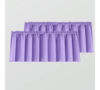 Mrs.Naturall Lavender Purple Kitchen Valances 16 Inch Length for Windows 2 Pack Rod Pocket Small Curtains for Bathroom Girls Bedroom Kids Room Living Room Lilac Light Purple
