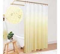 Mrs.Naturall Mellow Yellow Beige Shower Curtains for Bathroom Sets of Hooks Waterproof Waffle Textured Soft Warm Tone Winter Shower Curtain 72 Inch Length Butter Cream Pastel Pale Yellow