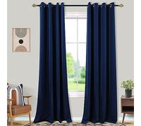 Mrs.Naturall Navy Blue Blackout Curtains 96 Inches Long,Room Darkening Black Out Grommet Midnight Dark Blue Curtains for Bedroom Living Room 96 Inch Length 2 Panels Set