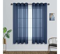 Mrs.Naturall Navy Blue Curtains 63 Inch Length for Boys Room Set of 2 Panels Grommet Window Sheer Curtains for Teen Boys Bedroom Kids Game Room Decor Decorations 52x63 Inches Long