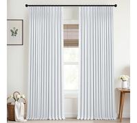 Mrs.Naturall Pinch Pleated Curtains with Hooks Blackout White Curtains 96 Inches Long,Linen Black Out Traverse Curtains for Bedroom Living Room