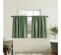 Mrs.Naturall Sage Green Blackout 52 by 36 Short Curtains for Small Windows