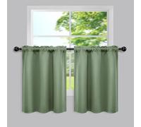 Mrs.Naturall Sage Green Blackout 52 by 36 Short Curtains for Small Windows