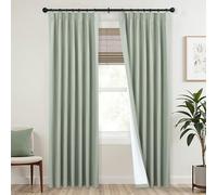 Mrs.Naturall Sage Green Blackout Curtains 84 Inches Long Boho Farmhouse Linen Black Out Curtains for Bedroom Living Room,Pinch Pleated Curtains Drapes Cottage Core Curtain 84 in Length 2 Panels Set