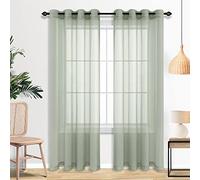 Mrs.Naturall Sage Green Curtains 84 Inch Length for Living Room 2 Panel Sets Grommet Airy See Through Faux Linen Light Green Window Voile Sheer Curtains for Girls Kids Bedroom 52x84 Inches Long