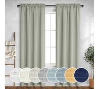 Mrs.Naturall Sage Green Curtains 90 Inches Long for Bedroom 2 Panels Set Rod Pocket Light Filtering Semi Sheer Linen Curtains for Living Room Bay Window Boho Farmhouse Decor 52x90 Length