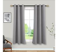Mrs.Naturall Short Curtains for Small Windows,45 Inch Length Grommet Bathroom Kitchen Blackout Curtains,Light Grey
