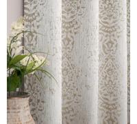 Mrs.Naturall Tan Paisley Curtains for Bedroom 96 Length 50% Blackout Boho Print Bas Relief Extra Long Tufted Curtains for Living Room,52x96 Inches Long