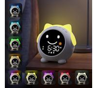 MRSCOZ Sleep Training Clock, Toddler Sleep Trainer with Sun & Moon,9 RGB Color Night Lights, OK to Wake Clock for Girls Boys Teens,Music Player,Dual Alarms,Type-C powered