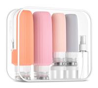 Mrsdry 16 Pack Travel Bottles for Toiletries, Silicone Travel Containers jar for Toiletries, Leak Proof Refillable Liquid Shampoo And Conditioner Travel Essentials toiletry Bottles, Pink, L