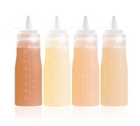 Mrsdry Condiment Squeeze Bottles, 16 oz Silicone Squeeze Bottles For Sauces, Leak Proof Condiment Containers with Extra Interchangeable lid, Easy Squeeze for Oil, Honey & Dressings, BPA FREE (4 Pack)