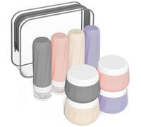 Mrsdry Travel Bottles for Toiletries 8 Pack, Travel Size Toiletries, Tsa Approved Travel Size Containers 3oz, with Travel Essentials Clear Bag, Leak Proof Silicone Squeezable Creams Jars