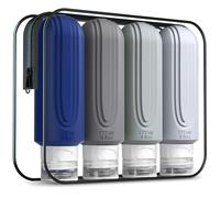 Mrsdry Travel Bottles for Toiletries, Large 6oz Oversize Containers, BPA Free Leak Proof Tubs Refillable Liquid Traveler Accessories with Toiletry Bag for Cometic Shampoo and Lotion Soap (4 Pack)