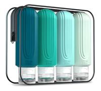 Mrsdry Travel Bottles for Toiletries, Large 6oz Oversize Containers, BPA Free Leak Proof Tubs Refillable Liquid Traveler Accessories with Toiletry Bag for Cometic Shampoo and Lotion Soap (4 Pack)