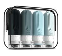 Mrsdry Travel Bottles for Toiletries, Tsa Approved 2oz Travel size Bottles, BPA Free Leak Proof Travels Toiletry Containers, Traveler Accessories with Toiletry Bag for Shampoo Liquid (4 Pack)