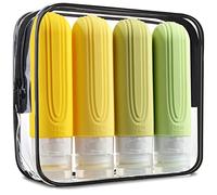 Mrsdry Travel Bottles for Toiletries, Tsa Approved 3oz Size Containers BPA Free Leak Proof Refillable Liquid Silicone Squeezable Accessories Shampoo Conditioner Lotion (4 Pack), Yellow
