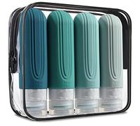 Mrsdry Travel Bottles for Toiletries, Tsa Approved 3oz Size Containers BPA Free Leak Proof Refillable Liquid Silicone Squeezable Accessories Shampoo Conditioner Lotion (4 Pack), Mint