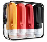 Mrsdry Travel Bottles for Toiletries, Tsa Approved 3oz Travel Size Containers BPA Free Leak Proof Refillable Liquid Silicone Squeezable Travel Accessories for Shampoo Conditioner Lotion (4 Pack)