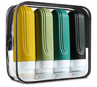 Mrsdry Travel Bottles for Toiletries, Tsa Approved 3oz Travel Size Containers BPA Free Leak Proof Refillable Liquid Silicone Squeezable Travel Accessories for Shampoo Conditioner Lotion (4 Pack)