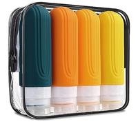 Mrsdry Travel Bottles for Toiletries, Tsa Approved 3oz Travel Size Containers BPA Free Leak Proof Refillable Liquid Silicone Squeezable Travel Accessories for Shampoo Conditioner Lotion (4 Pack)