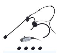 MRSDY Foldable Headset Microphone for Shure Wireless System, Omnidirectional Condenser Double Over Ear Headworn Mic, 4-Pin Mini XLR, Cable Length 42 Inch (Black)