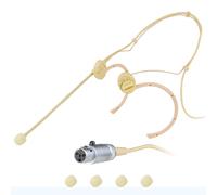 MRSDY Professional Headset Microphone, Compatible with Shure Wireless System, Omnidirectional Condenser Double Over Ear Headworn Mic, 4-Pin Mini XLR, Cable Length 42 Inch (Beige)