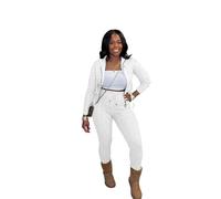 Mrskoala Women Two Piece Sets Sweater Outfits Dressy Lounge Knit Zip Up Hoodie Pant Set, Rice White, XX-Large