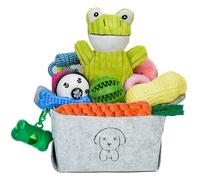 MRSOHRET 20Pcs Puppy Chew Toys for Teething, Dog Chew Toys with Rope Toys, Pet Dog Toothbrush, Treat Balls, Plush Toys and Squeaky Toy for Small Medium Dogs with Basket