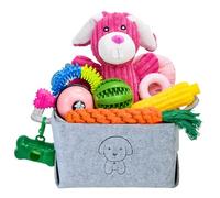 MRSOHRET 20Pcs Puppy Chew Toys for Teething, Dog Chew Toys with Rope Toys, Pet Dog Toothbrush, Treat Balls, Plush Toys and Squeaky Toys for Small Medium Dogs with Basket