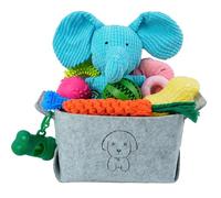 MRSOHRET 20Pcs Puppy Chew Toys for Teething, Dog Chew Toys with Rope Toys, Pet Dog Toothbrush, Treat Balls, Plush Toys and Squeaky Toy for Small Medium Dogs with Basket (20 Pack Elephant)